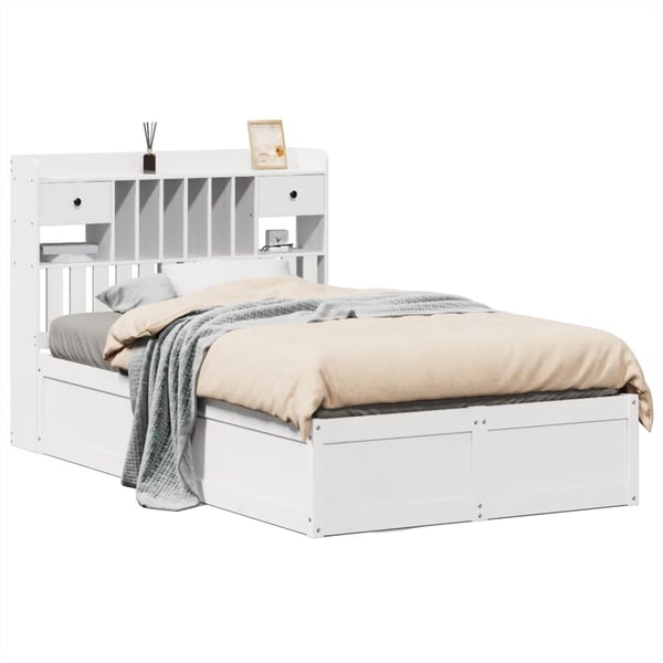 vidaXL Sengeramme uten madrass hvit 135x190 cm heltre furu