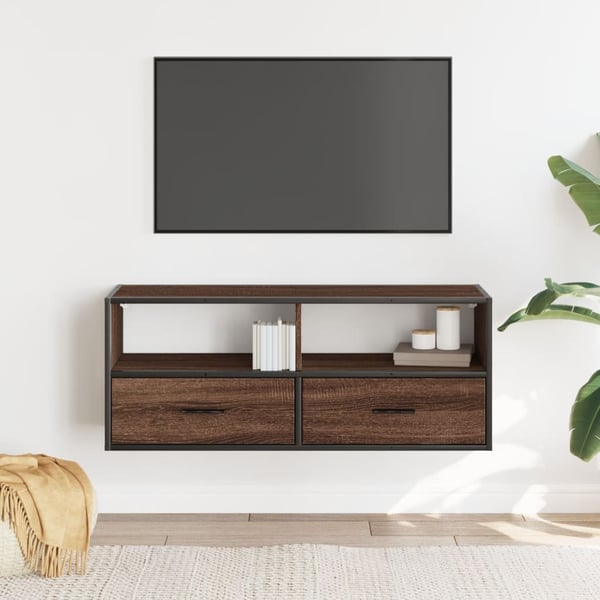 vidaXL TV-benk brun eik 100x31x39,5 cm konstruert tre og metall