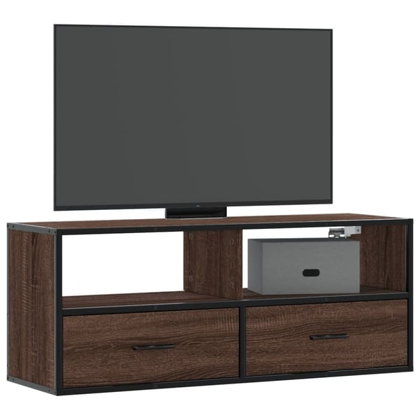 vidaXL TV-benk brun eik 100x31x39,5 cm konstruert tre og metall