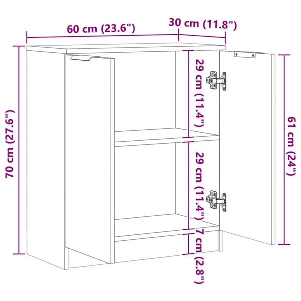 vidaXL Skjenk artisan eik 60x30x70 cm konstruert tre