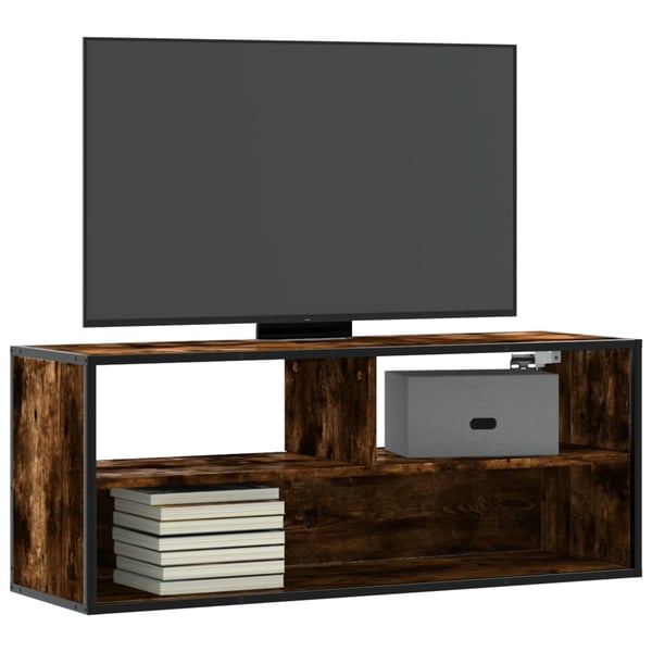 vidaXL TV-benk røkt eik 100x31x39,5 cm konstruert tre og metall