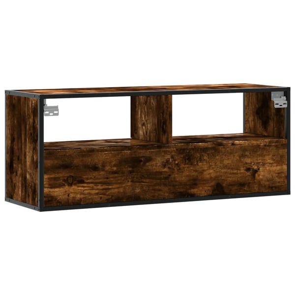 vidaXL TV-benk røkt eik 100x31x39,5 cm konstruert tre og metall