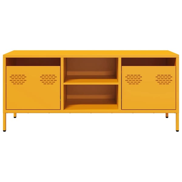 vidaXL TV-benk sennepsgul 101,5x39x43,5 cm kaldvalset stål