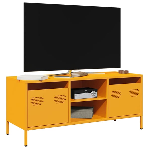 vidaXL TV-benk sennepsgul 101,5x39x43,5 cm kaldvalset stål