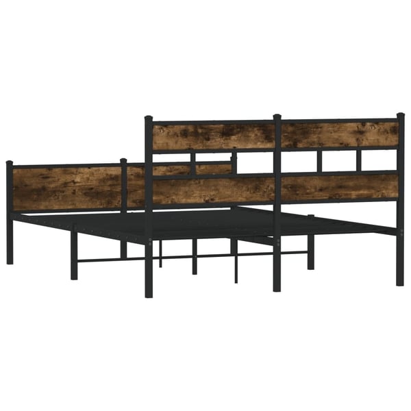 vidaXL Sengeramme uten madrass røkt eik 137x190 cm konstruert tre
