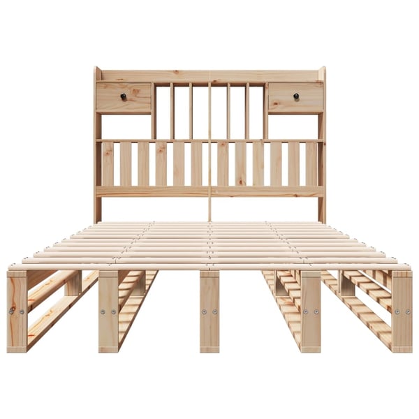 vidaXL Seng med bokhylle uten madrass 135x190 cm heltre furu
