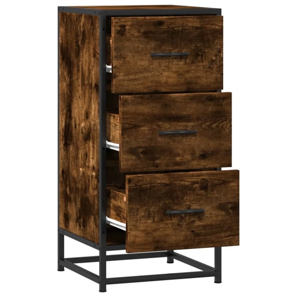 vidaXL skab 35,5x35x76 cm konstrueret træ og metal røget egetræsfarve