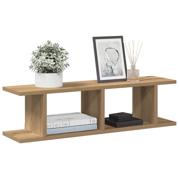 vidaXL Vegghyller 2 stk artisan eik 75x18x20 cm konstruert tre
