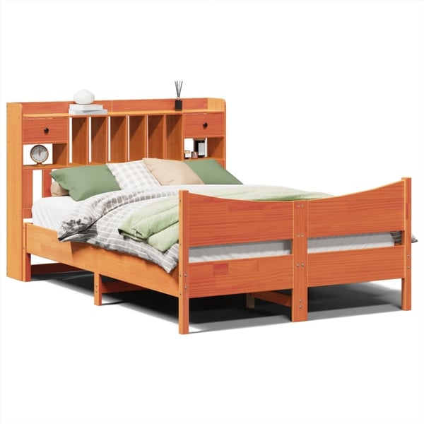 vidaXL Sengeramme uten madrass voksbrun 140x200 cm heltre furu