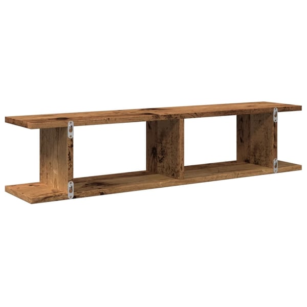 vidaXL Vägghyllor 2 st åldrat trä 90x18x20 cm konstruerat trä