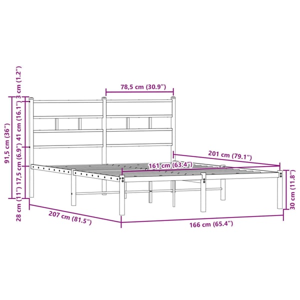 vidaXL Sengeramme uten madrass med hodegavl brun eik 160x200 cm