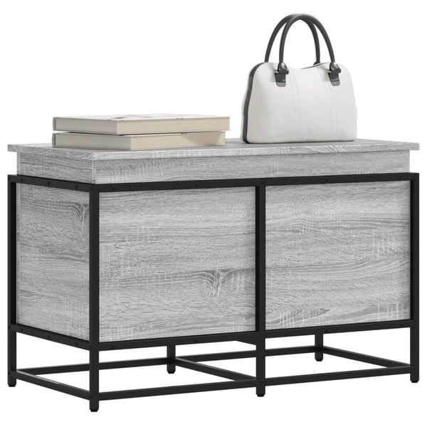 vidaXL Oppbevaringsboks lokk grå sonoma 80x40x51,5 cm konstruert tre