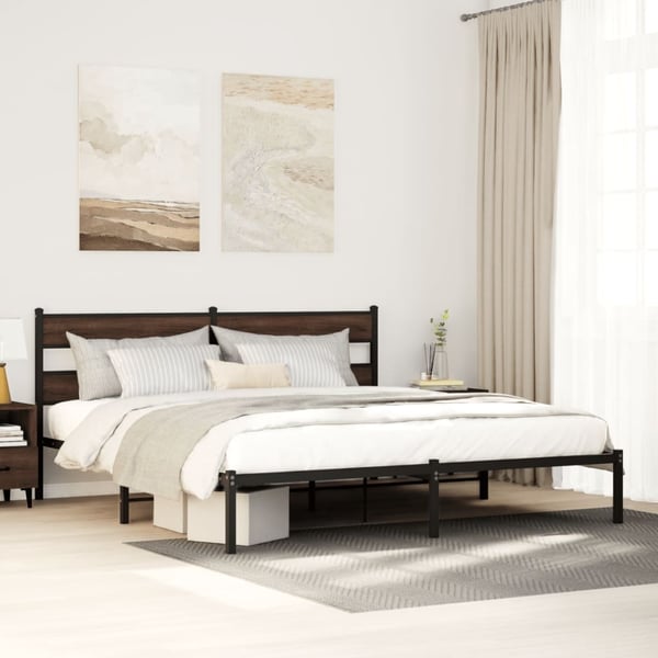 vidaXL Sengeramme uten madrass med hodegavl brun eik 200x200 cm