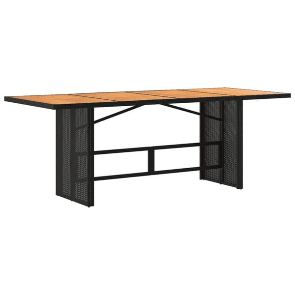 vidaXL havebord med akacietop 190x80x75 cm polyrattan sort