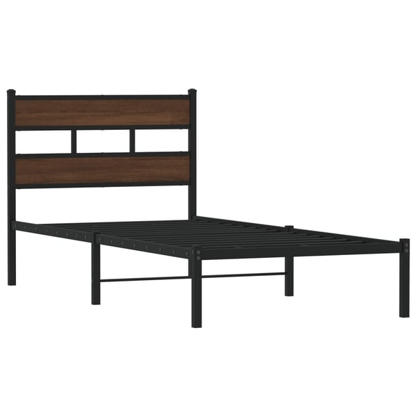 vidaXL sengeramme m. sengegavl 90x190 cm uden madras brun egetræsfarve