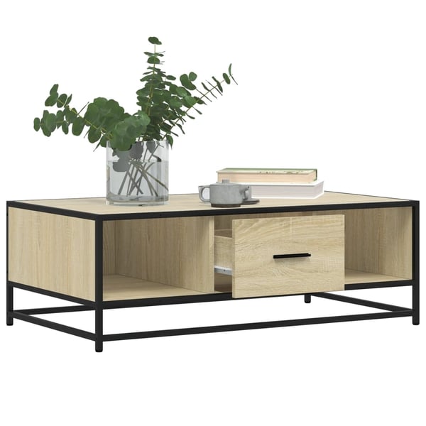 vidaXL Salongbord sonoma eik 100x57x35 cm konstruert tre og metall