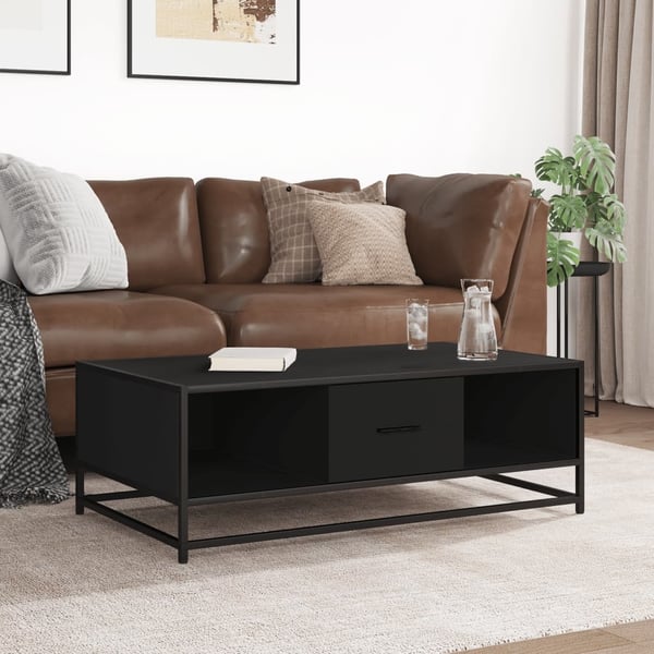 vidaXL Salongbord svart 100x57x35 cm konstruert tre og metall
