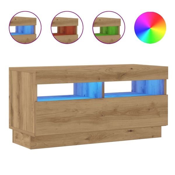vidaXL TV-benk med LED-lys artisan eik 80x35x40 cm konstruert tre