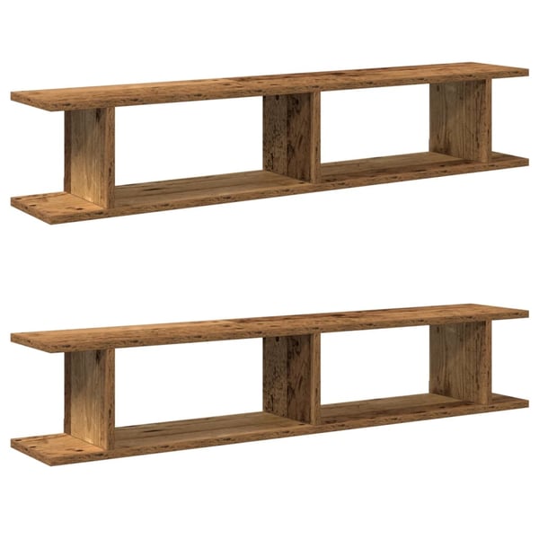 vidaXL Vegghyller 2 stk gammelt tre 105x18x20 cm konstruert tre