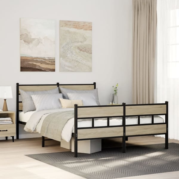 vidaXL sengeramme uden madras 150x200 cm metal sonoma-eg