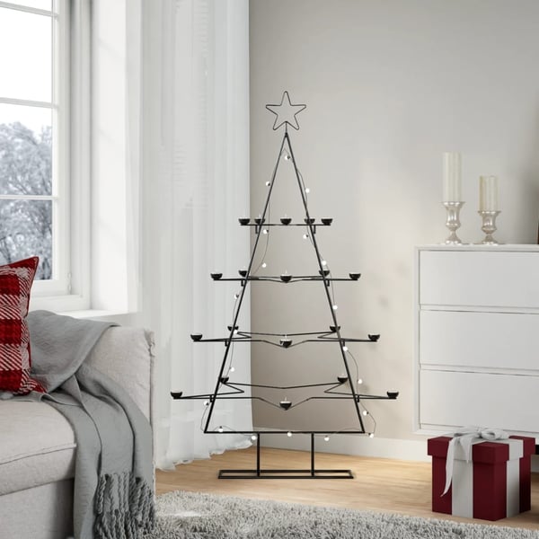 vidaXL Metallinen koristejoulukuusi musta 140 cm