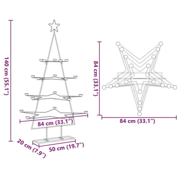 vidaXL Metallinen koristejoulukuusi musta 140 cm