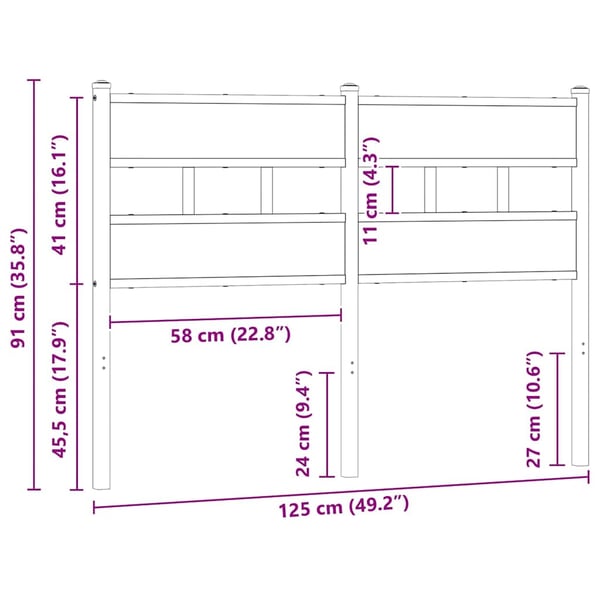 vidaXL udskiftningsgavl 120 cm jern og konstrueret træ sonoma-eg