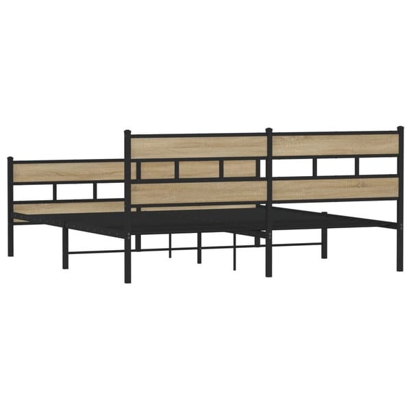 vidaXL Sengeramme i metall uten madrass sonoma eik 200x200 cm