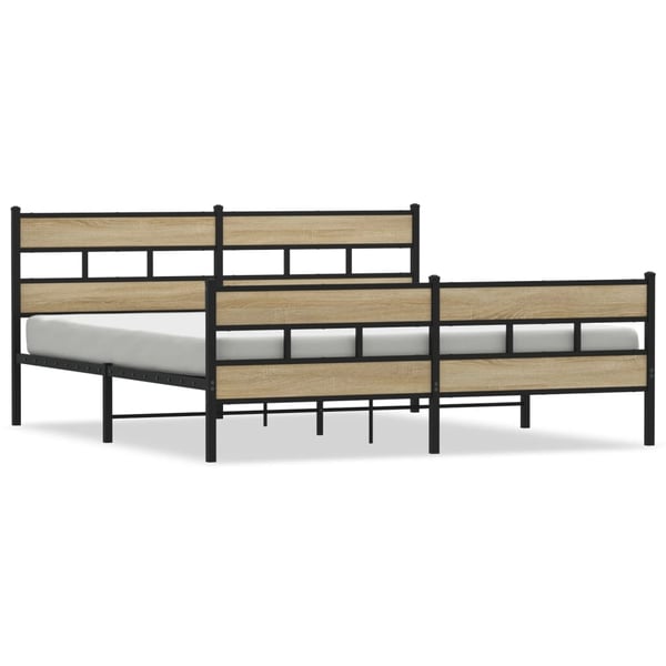 vidaXL Sengeramme i metall uten madrass sonoma eik 200x200 cm