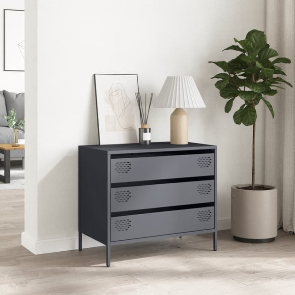 vidaXL Skjenk antrasitt 68x39x58,5 cm kaldvalset stål