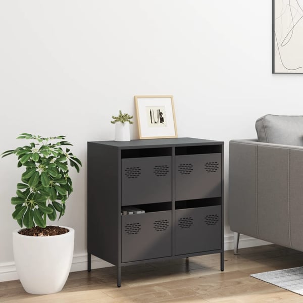 vidaXL Oppbevaringskap svart 68x39x73,5 cm kaldvalset stål