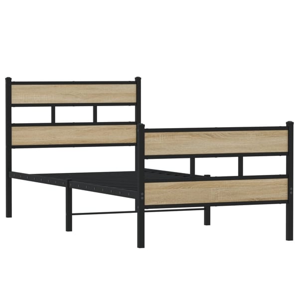vidaXL Sengeramme i metall uten madrass sonoma eik 107x203 cm