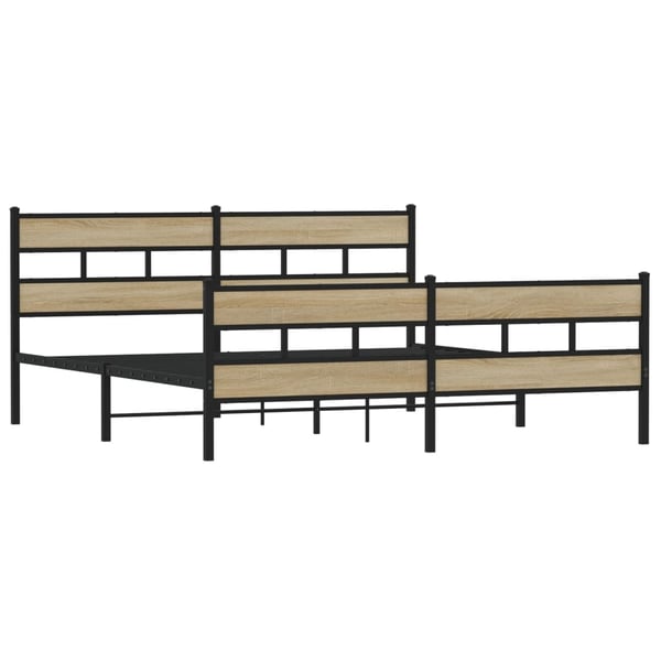 vidaXL Sengeramme i metall uten madrass sonoma eik 193x203 cm