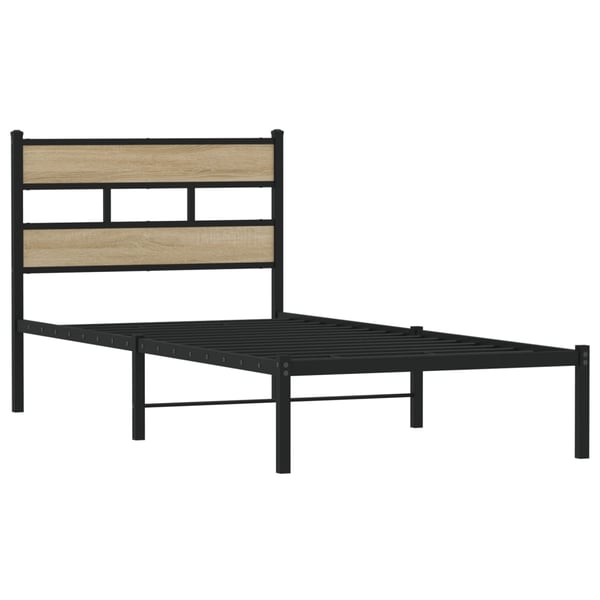 vidaXL Sengeramme i metall uten madrass sonoma eik 107x203 cm