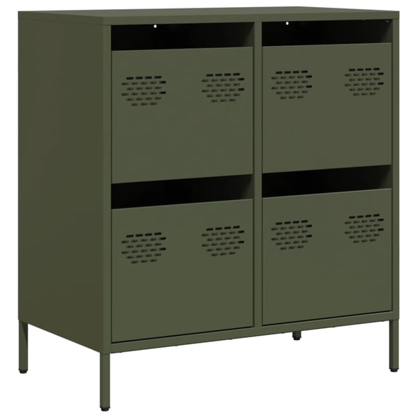 vidaXL skab 68x39x73,5 cm koldvalset stål olivengrøn