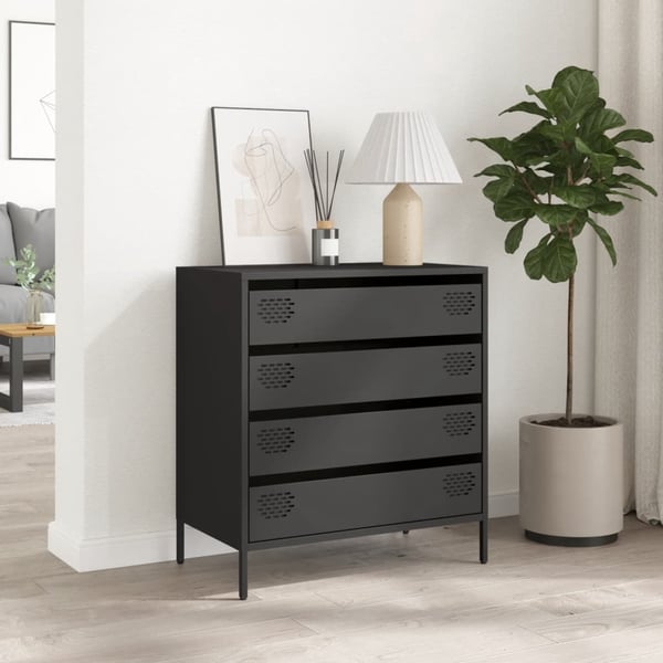 vidaXL skænk 68x39x73,5 cm koldvalset stål sort