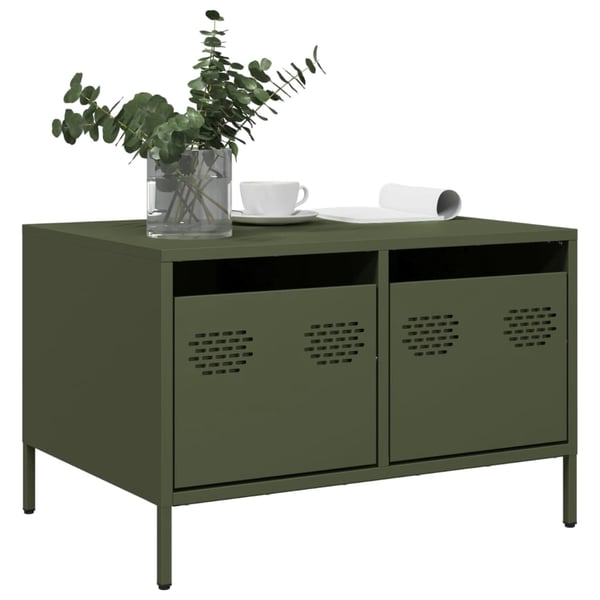 vidaXL TV-benk olivengrønn 68x50x43,5 cm kaldvalset stål