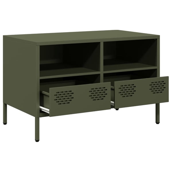 vidaXL TV-benk olivengrønn 68x39x43,5 cm kaldvalset stål