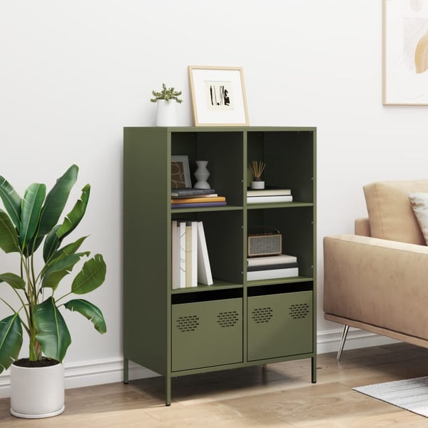vidaXL Highboard Oliivinvihreä 68x39x103,5 cm Teräs