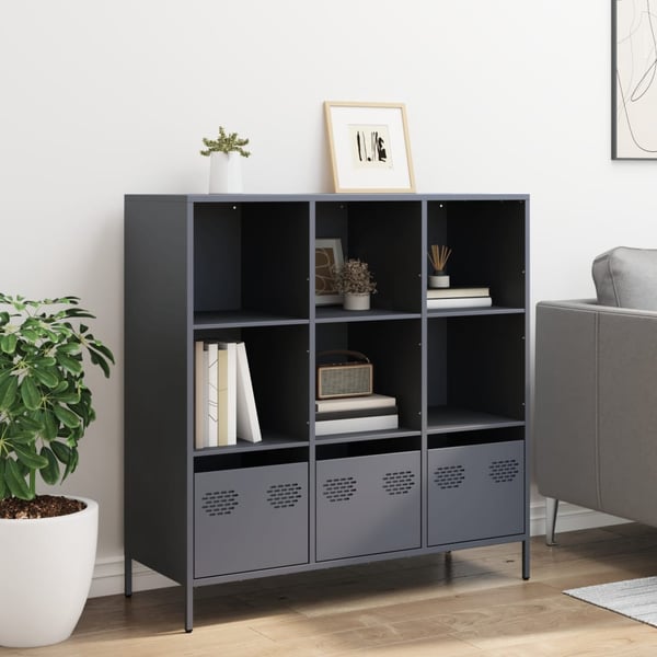 vidaXL højskab 101,5x39x103,5 cm stål antracitgrå