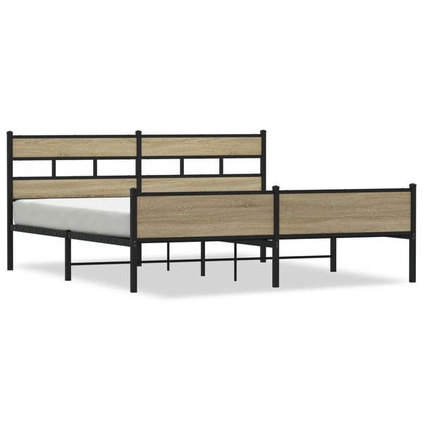 vidaXL Sengeramme i metall uten madrass sonoma eik 193x203 cm