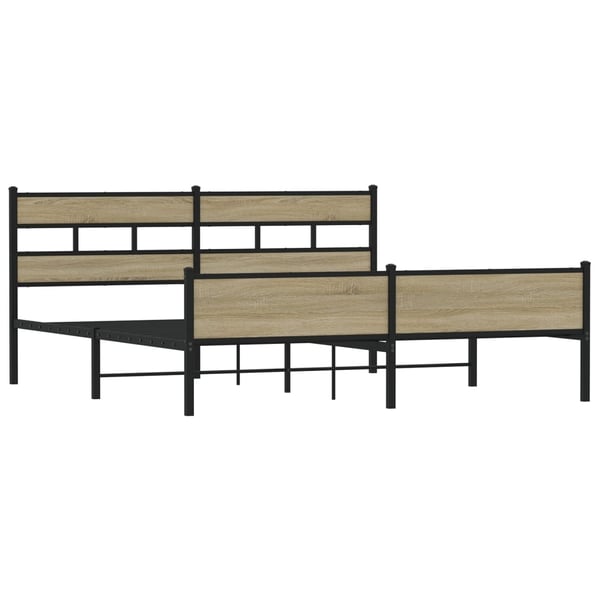 vidaXL Sengeramme i metall uten madrass sonoma eik 193x203 cm
