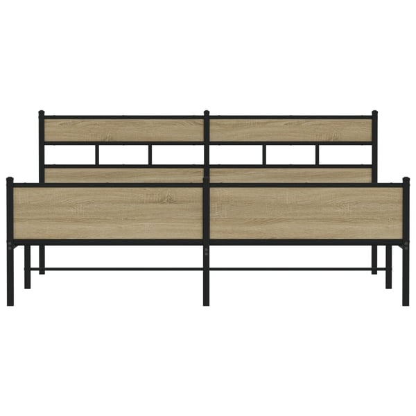 vidaXL Sengeramme i metall uten madrass sonoma eik 193x203 cm