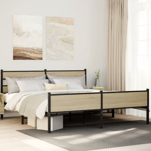 vidaXL Sengeramme i metall uten madrass sonoma eik 180x200 cm