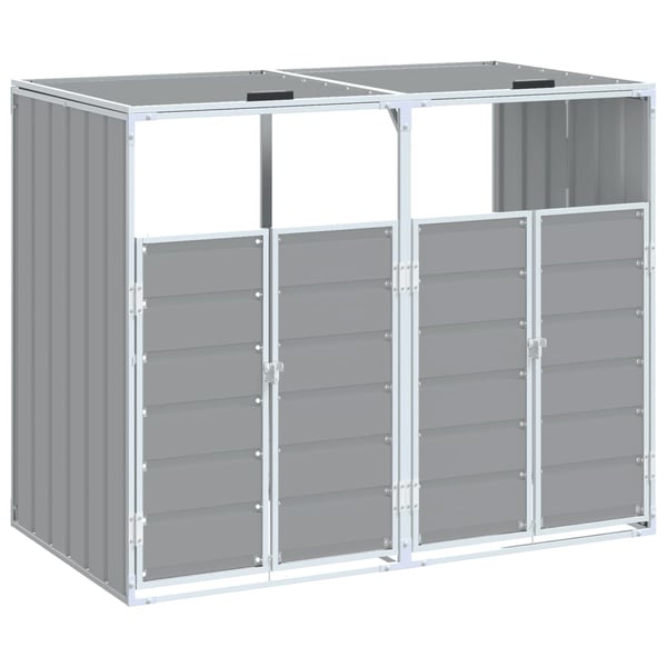 vidaXL Søppeldunkskur for 2 dunker grå 144x81x113 cm Stål