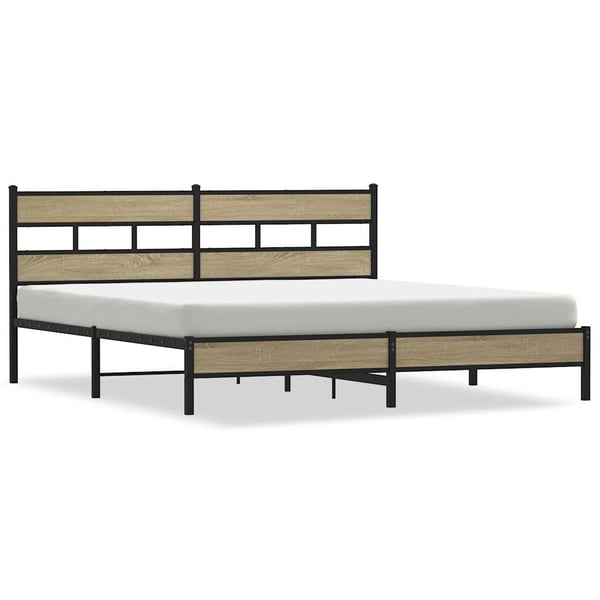 vidaXL Sengeramme i metall uten madrass sonoma eik 193x203 cm