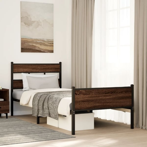 vidaXL Sengeramme uten madrass brun eik 75x190 cm konstruert tre