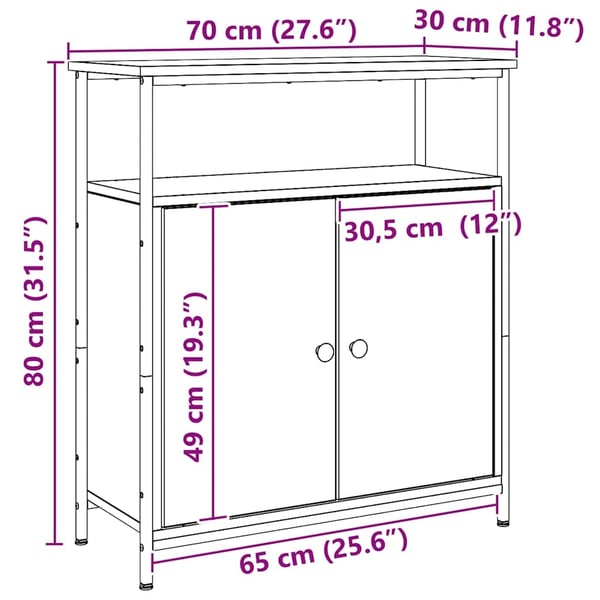 vidaXL Skjenk artisan eik 70x30x80 cm konstruert tre