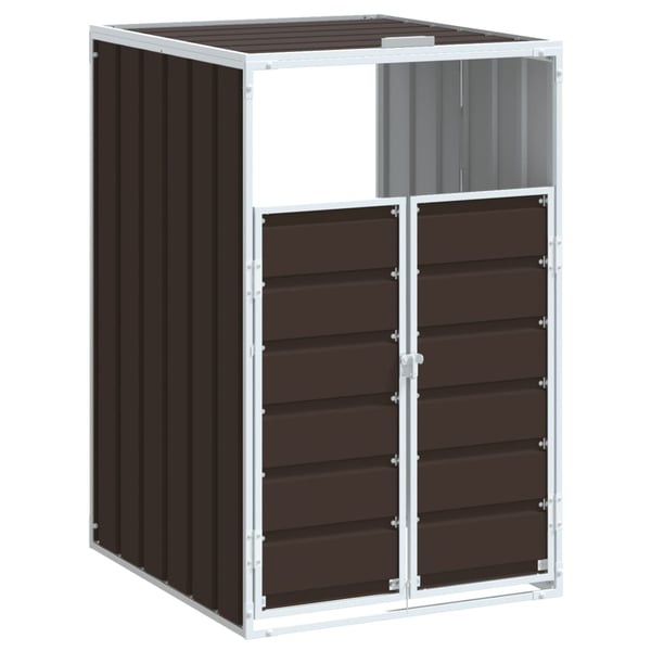 vidaXL Wheelie Bin Säilytys Single Bin Ruskea 72x81x115 cm Teräs