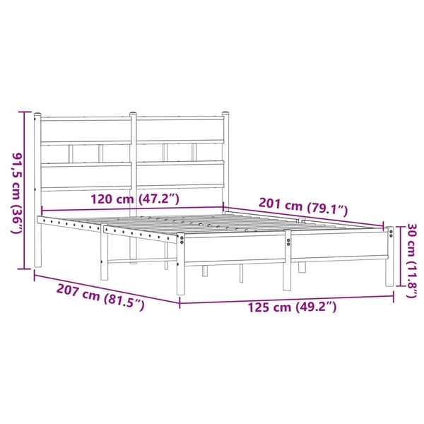 vidaXL Sengeramme uten madrass brun eik 120x200 cm konstruert tre
